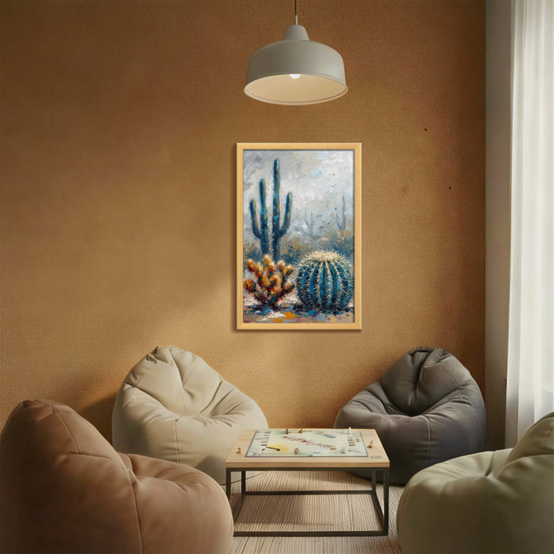 Plantes et fleurs, paysage de cactus du désert, reproduction d'art