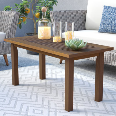Rectangular Shorea Solid Wood Outdoor Coffee Table - 89.4 cm W 43.9 cm D