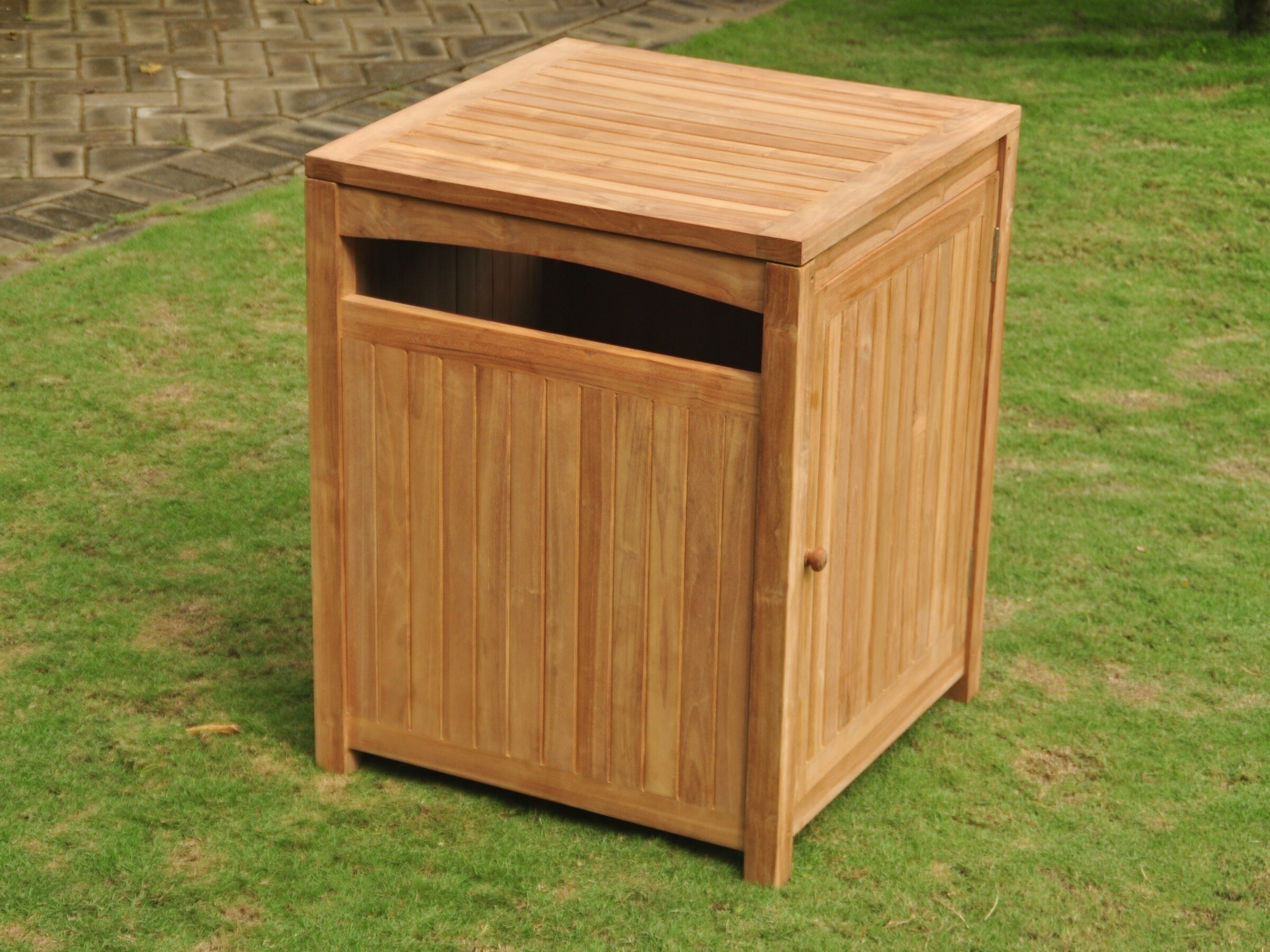34 Gallons Solid Wood Open Trash Can 