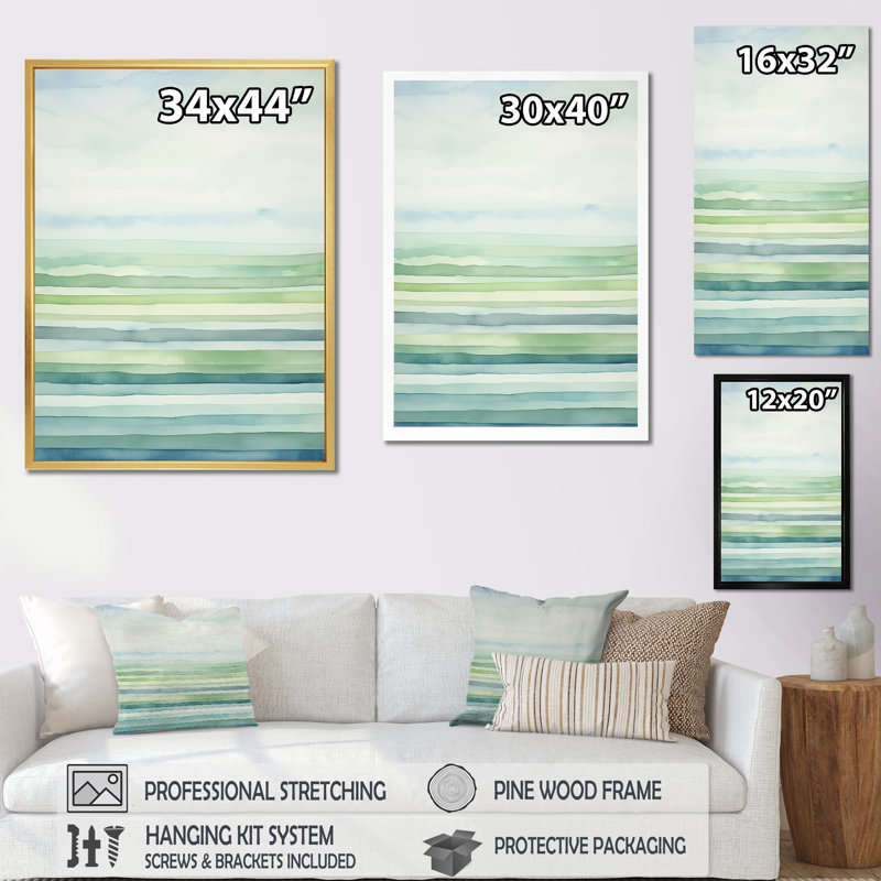 " Minimalism Harmonic Horizon Landscape II ", White Floater Framed, 20" H x 12" W x 1" D