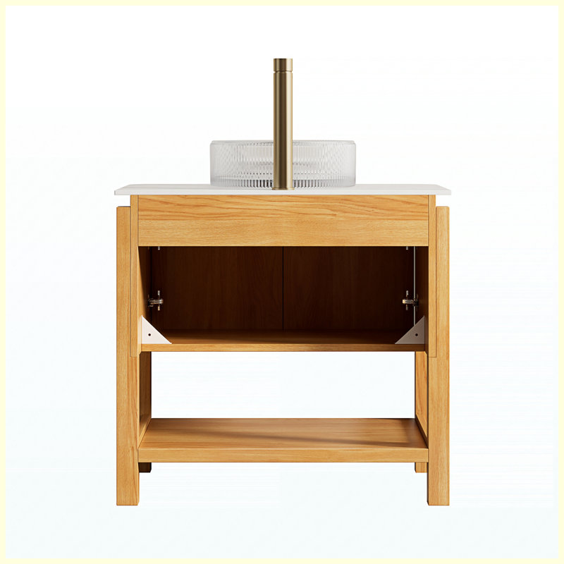 30" Freestanding White Plywood Storage Bathroom Vanity with Soft-Close Storage