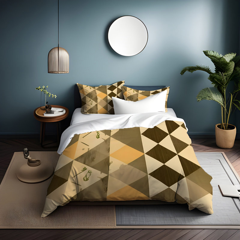 Polyester Checked Duvet Cover, Twin Duvet Cover + 1 Queen Sham