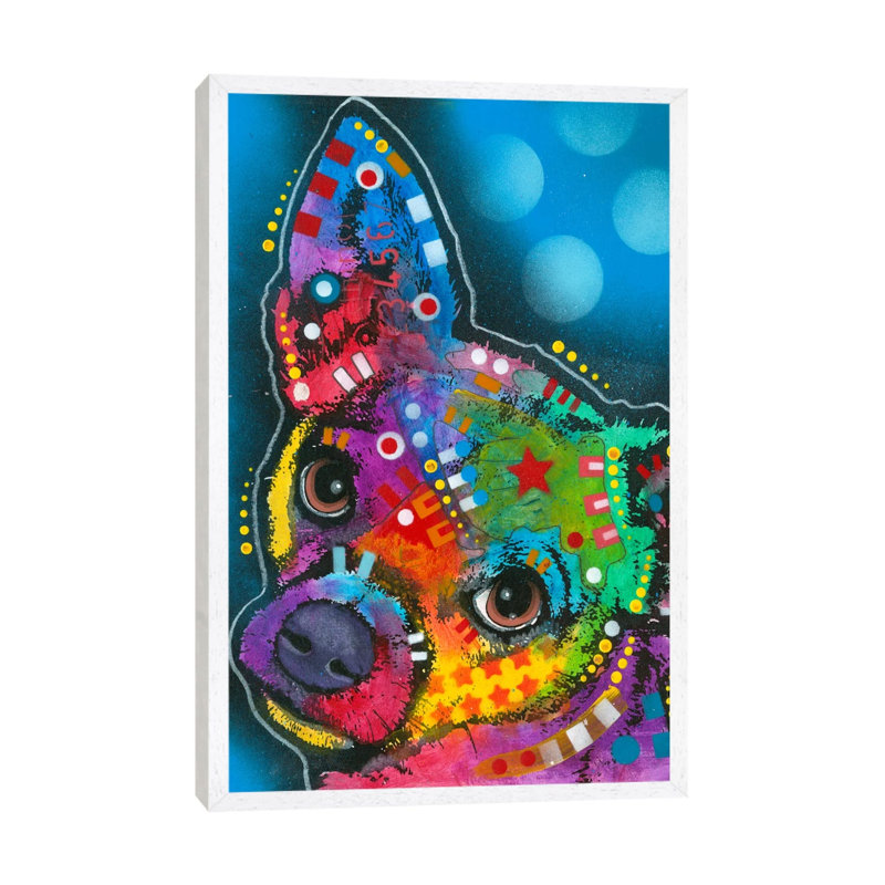 Pop Chihuahua by Dean Russo - Floater Frame Print on Canvas, White Framed, 66.04 cm H x 45.72 cm W
