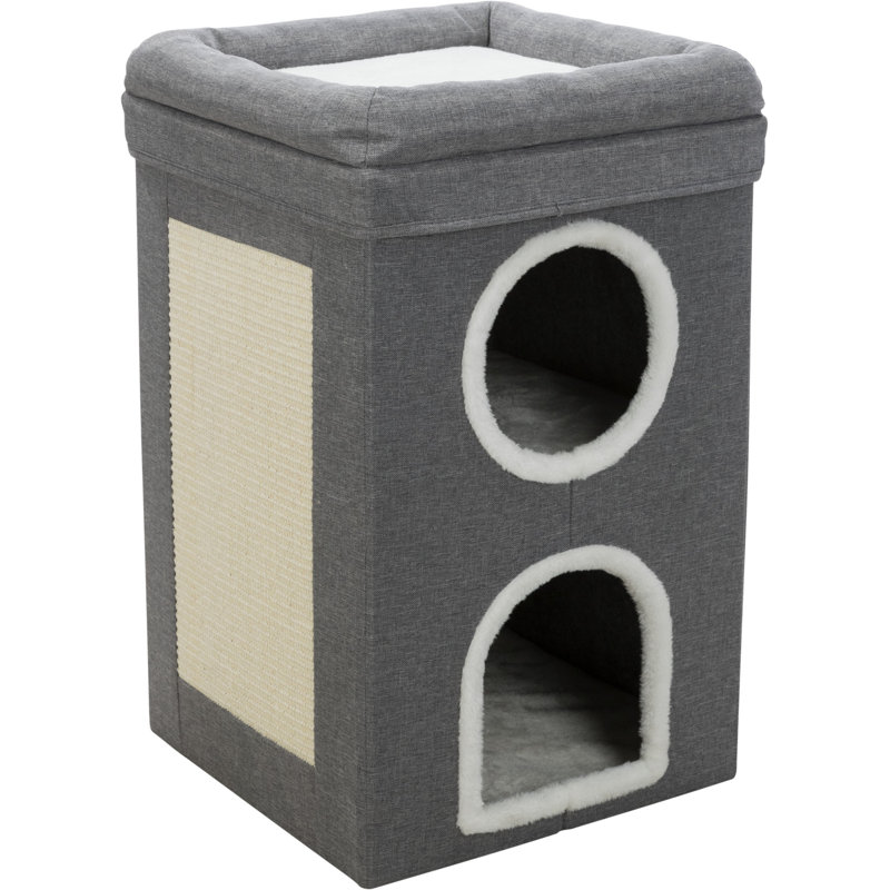 Gray 2-Story Sisal Cat Condo with Plush Lounging Bed
