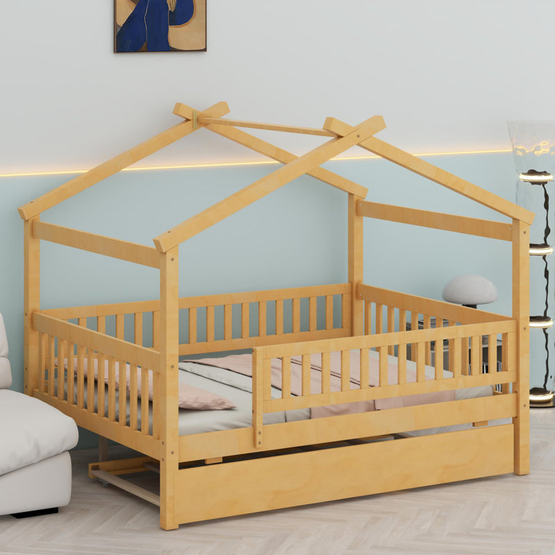 Lit en bois avec couchette, Naturel