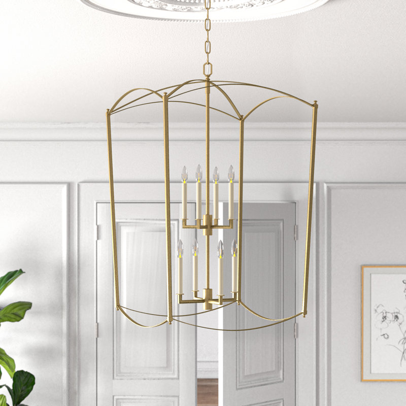 Olive 3-Light Metal Dimmable Lantern Chandelier, Antique Gold