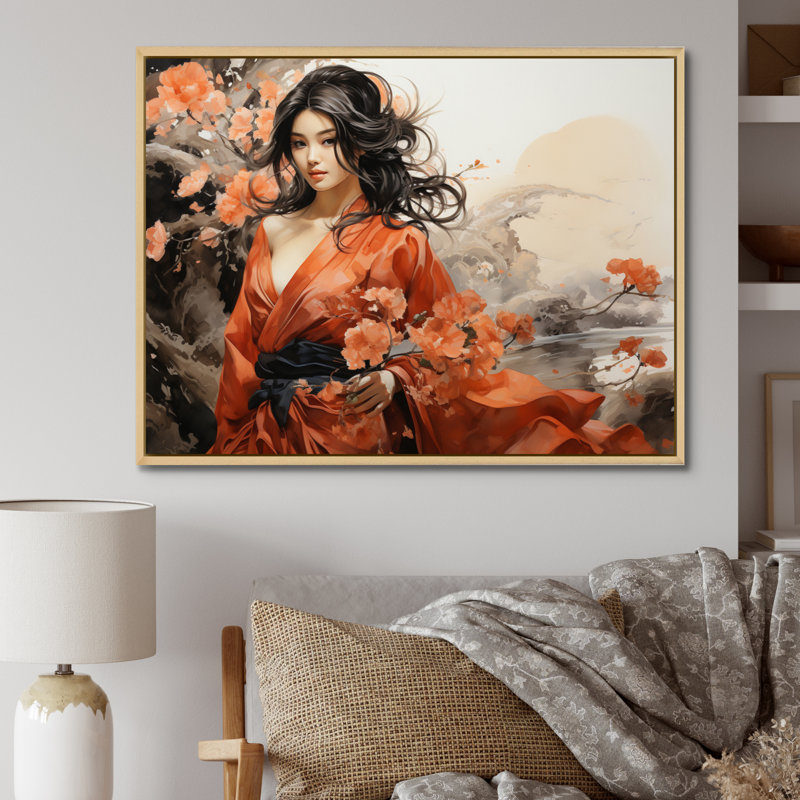 Asian Asian Beauty II - imprimé, H 24 po x l 32 po x P 1 po, Cadre naturel flottant
