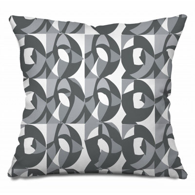  Coussin décoratif réversible en mélange de coton géométrique