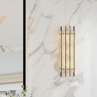 Aldwych 24" Modern Rectangle Flush Mounted Sconce Alabaster Bathroom Vanity Light