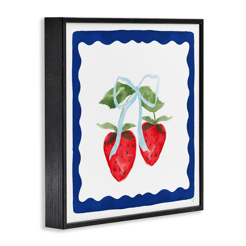 Giclée encadrée Summer Strawberries, design par Lucille Price, H 24 po x l 24 po, Giclée encadrée noir minuit