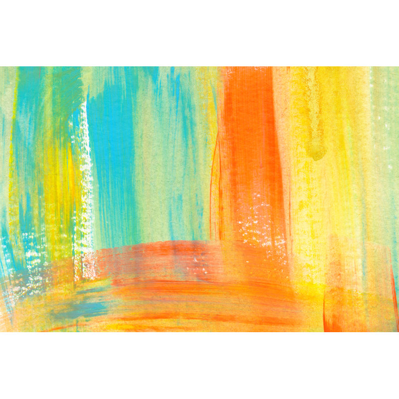Fredkin - Frottis multicolores sur toile, H 8 po x l 12 po, Non, Toile tendue