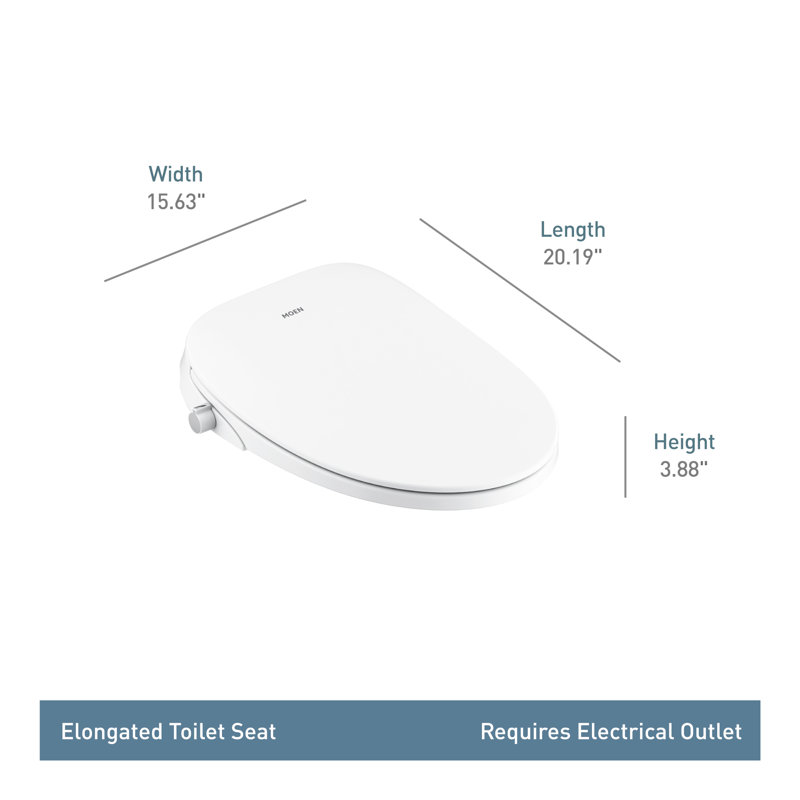 White Elongated Electronic Bidet Seat with Heated Function