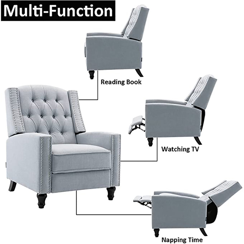 Fauteuil inclinable oscillant de 29 po de large Chiszar, 100 % lin gris