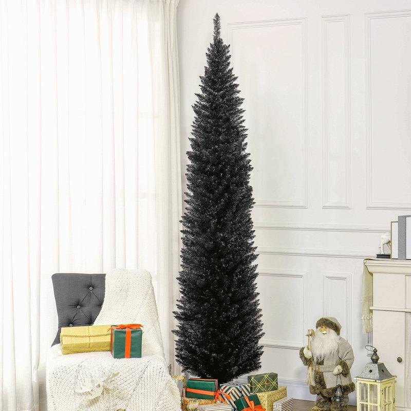 Arbre de Noël artificiel 8 pi, arbre de Noël mince avec 618 pointes de branches réalistes et support en plastique, H 8 pi