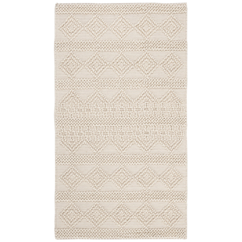 Natura Handwoven Wool/Cotton Beige Area Rug, Rectangle 2'6" x 4'