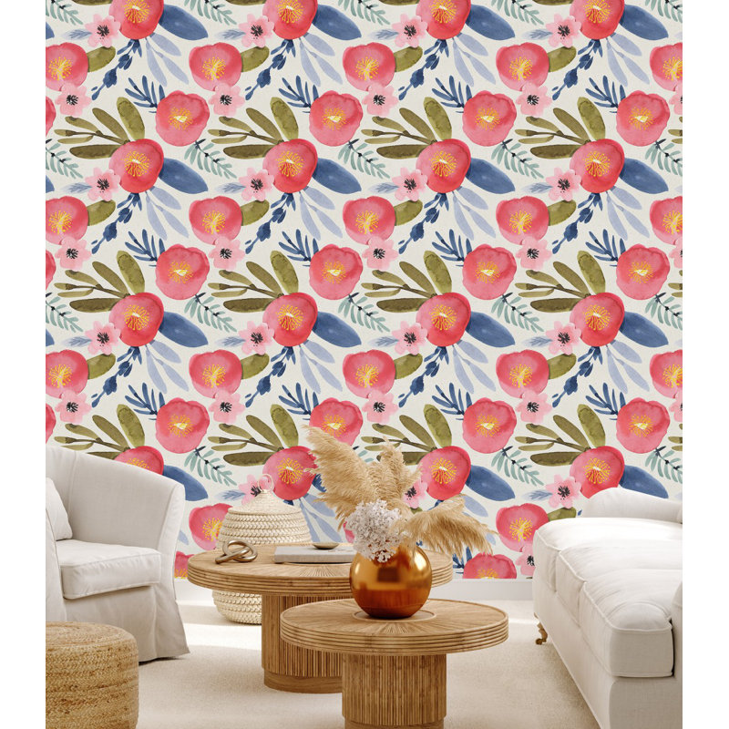 Peel & Stick Floral Tile, 2.08' W x 10.42' L