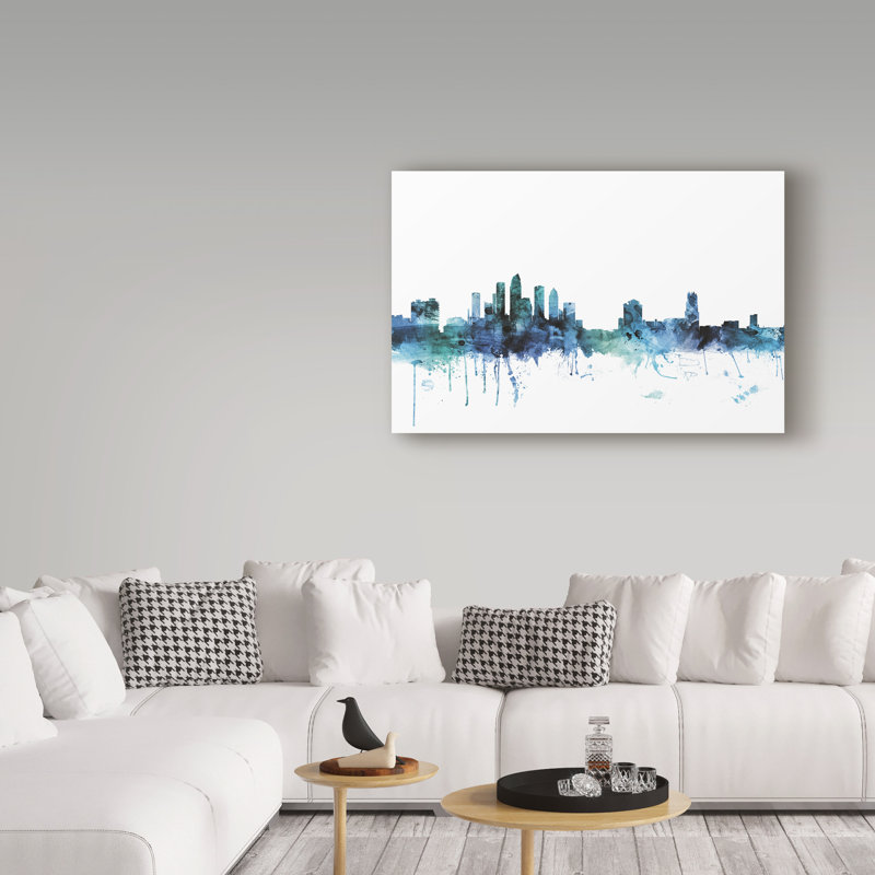 « tampa floride blue blue horizon », reproduction d’impression sur toile tendue, H 12 po x l 19 po x P 2 po