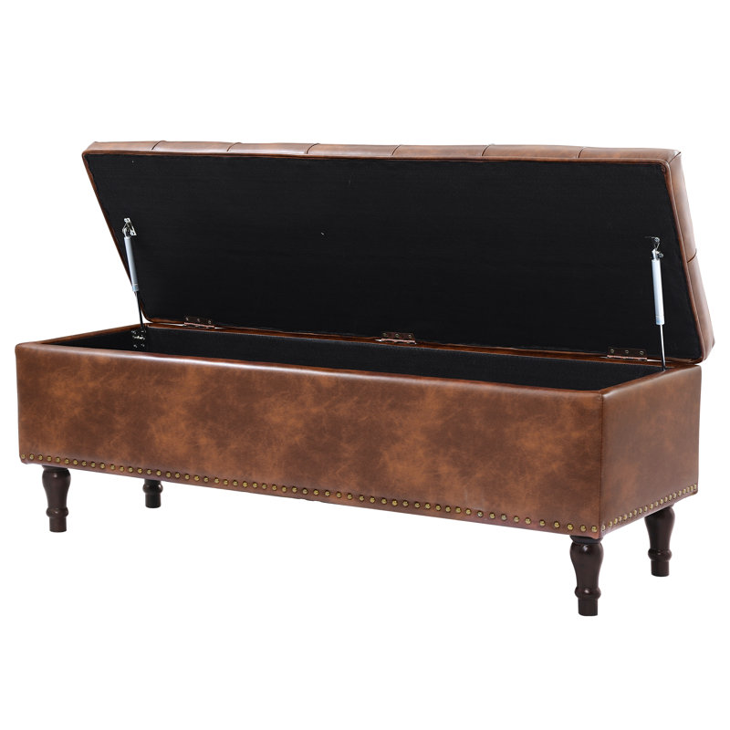 Banc de rangement en similicuir Arlecia, Brun