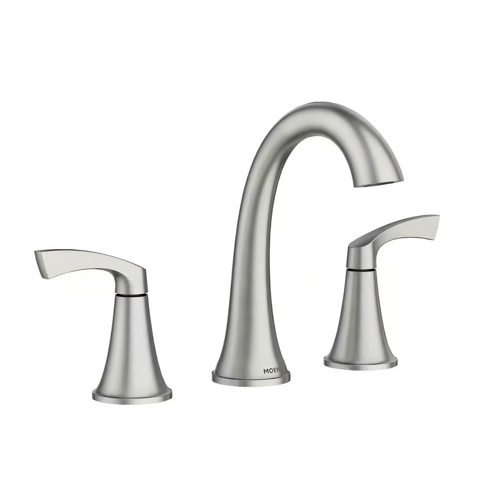 MOEN Korek 8 in. Widespread Double Handle High-Arc Bathroom Faucet in ...