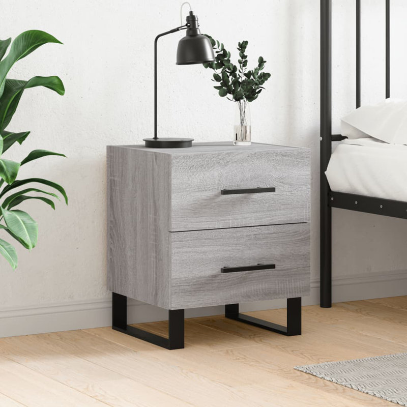 Maricrus 40cm W Iron Bedside Table, Grey Sonoma