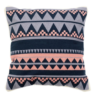 Coussin décoratif brodé 18 "x 18" à motifs géométriques lilas