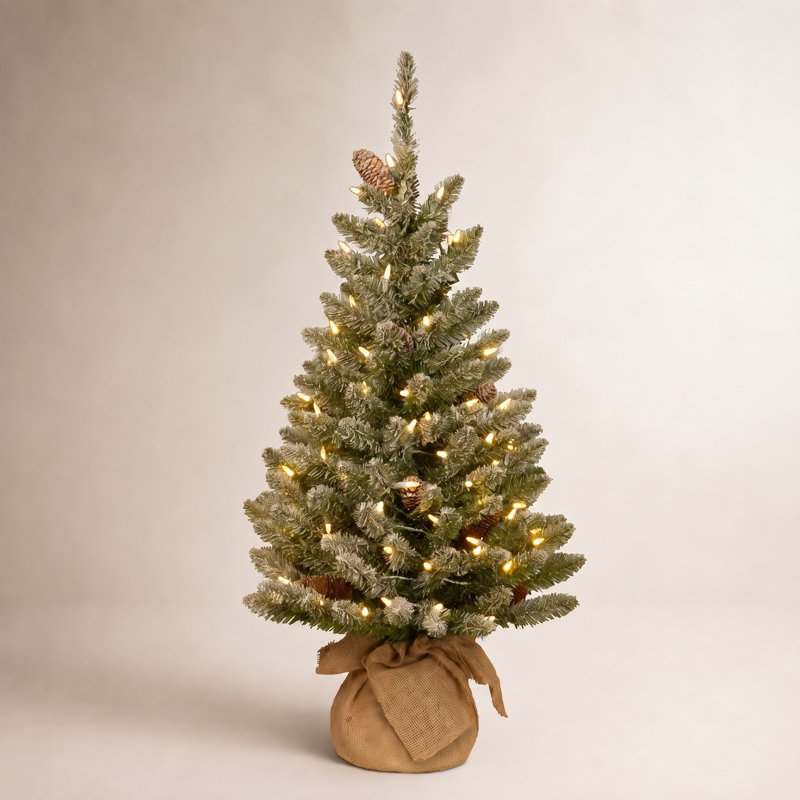 Sapin floqué avec lumières DEL, 3'