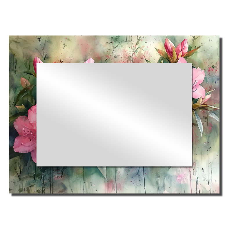 Été fleur de rhododendron en campagne I - miroir mural décoratif floral - imprimé sur métal, 24 po x 32 po