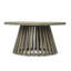Table basse d'extérieur en bois d'acacia pour le patio, table basse ronde pour la cour arrière, pelouse, balcon, finition grise-130203224