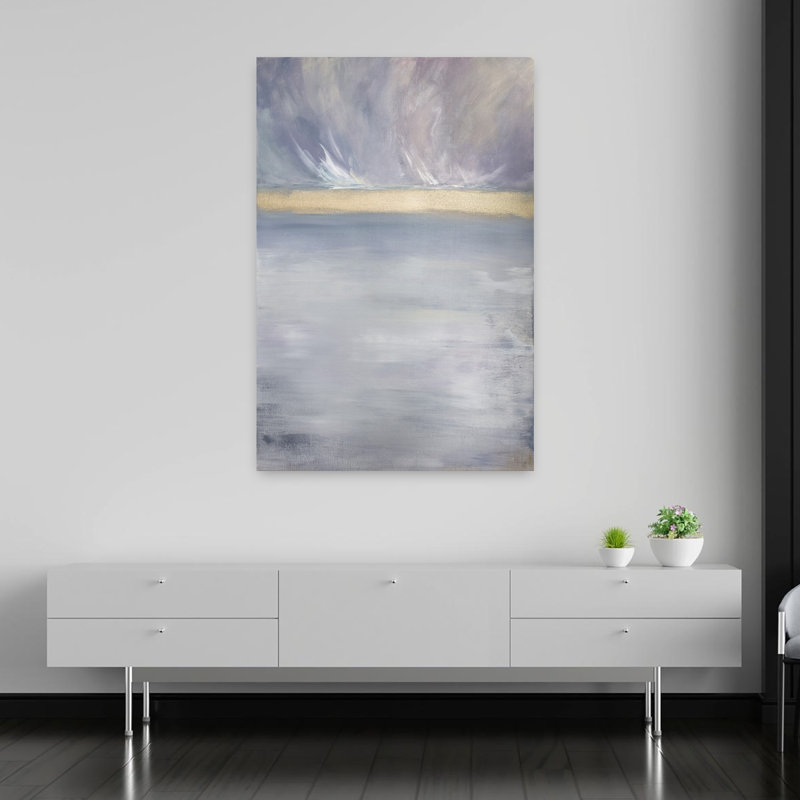 Art contemporain contemporain, paysage éthéré abstrait, H 60 po x l 40 po