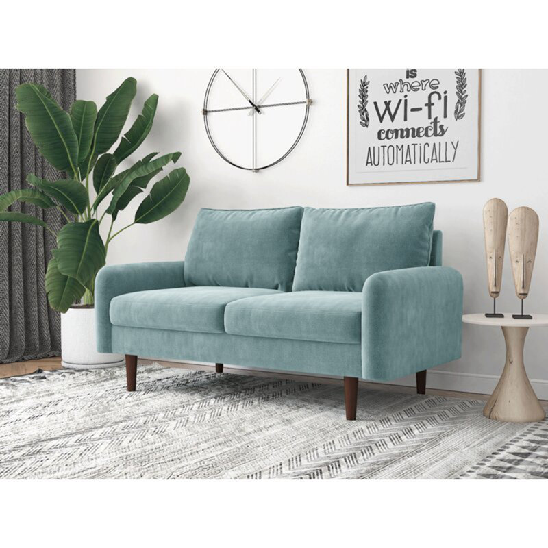 Morrone 57.8'' Velvet Loveseat, Light Grayish Cyan Velvet
