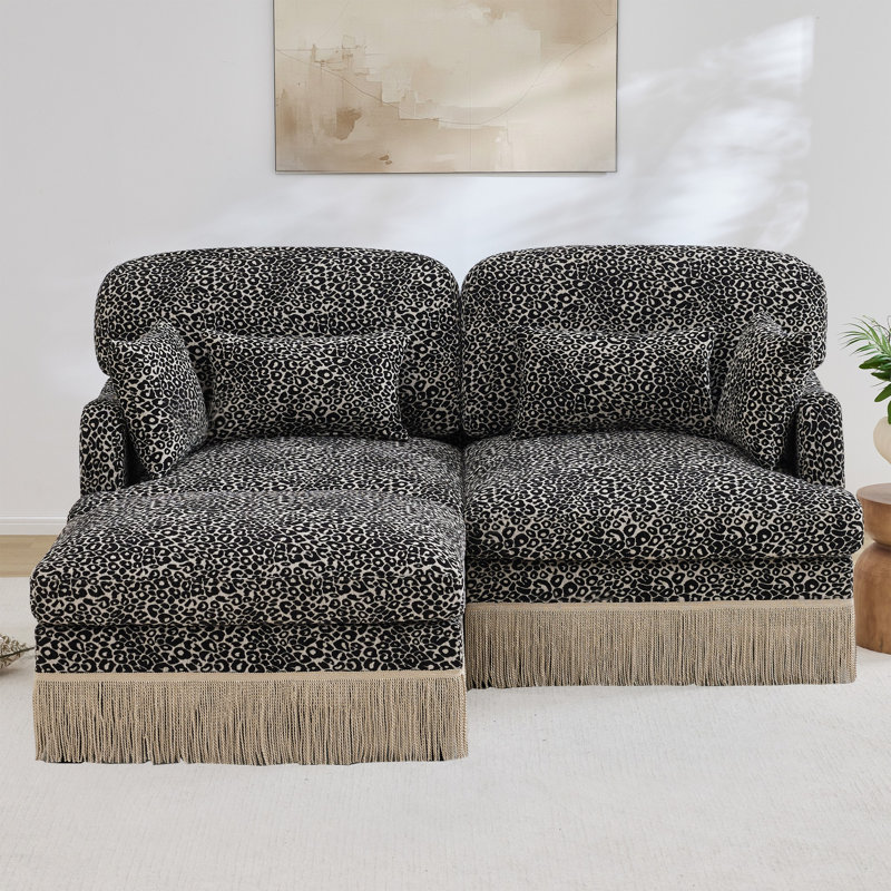 Canapé Comfy Chenille Leopard, Kaki noir