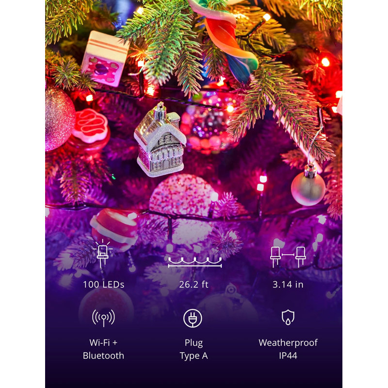Twinkly Multicolor 26.2ft Smart LED String Lights with 100 Bulbs