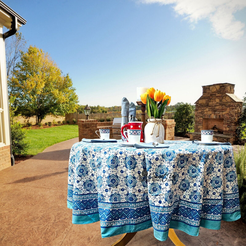 Cotton Floral Tablecloth Round