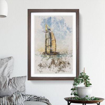 The Burj Al Arab in Dubai Vol.1 Watercolour - Picture Frame Graphic Art