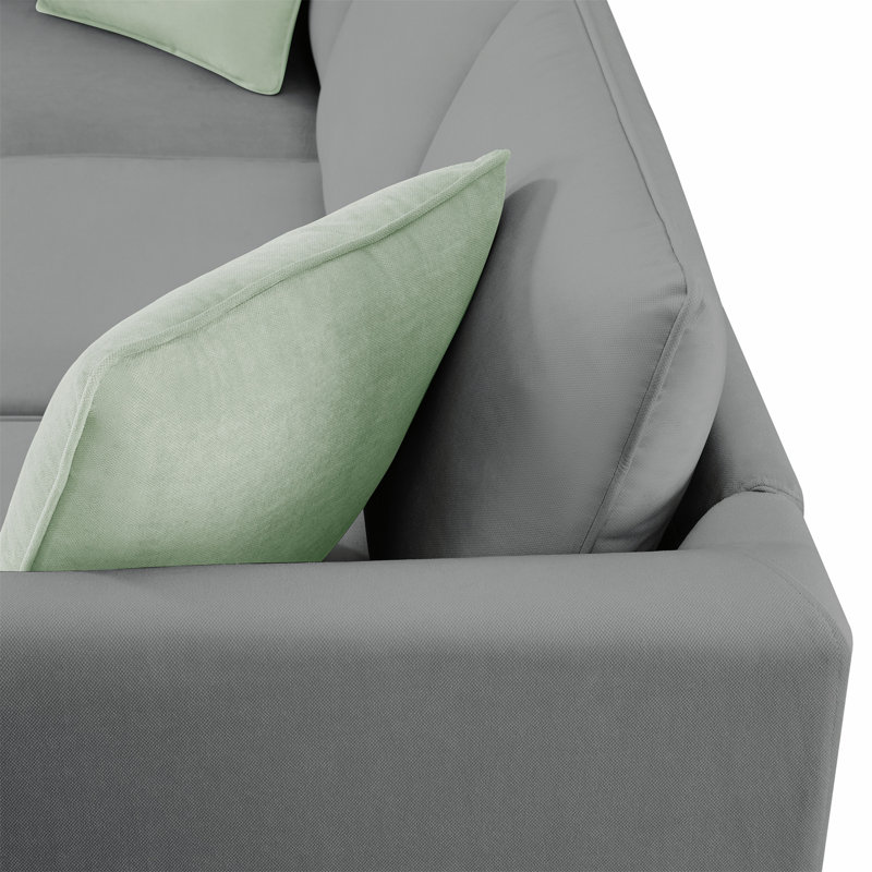 Anissia 112" W x 87" D Sectional Sofa Couches , 7 Seats Modular Sectional Sofa with Ottoman, L shaped couch with 3 Pillows