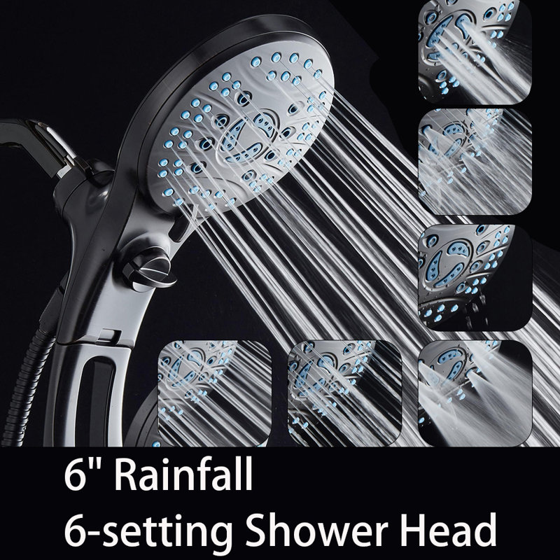 6-Setting 6" Shower Head, 8-Setting 5-Zone Hand Shower ,6 Ft Hose, 1.8 Gallons Per Minute, Oil Rubbed Bronze