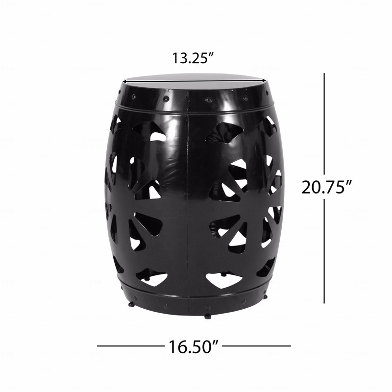 Metal Patio End Table, Black