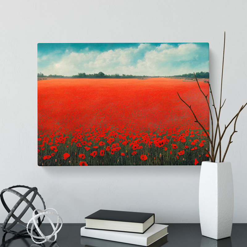Exciting Poppies Flowers - Wrapped Canvas, 35cm H x 50cm W x 3cm D