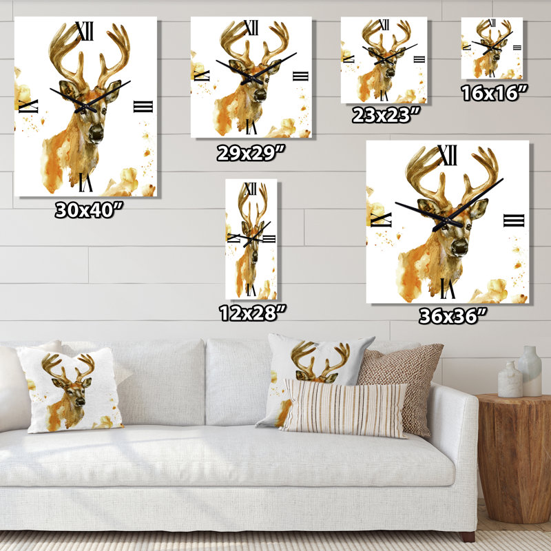 Horloge murale Portrait de cerf avec de grandes cornes, Petit