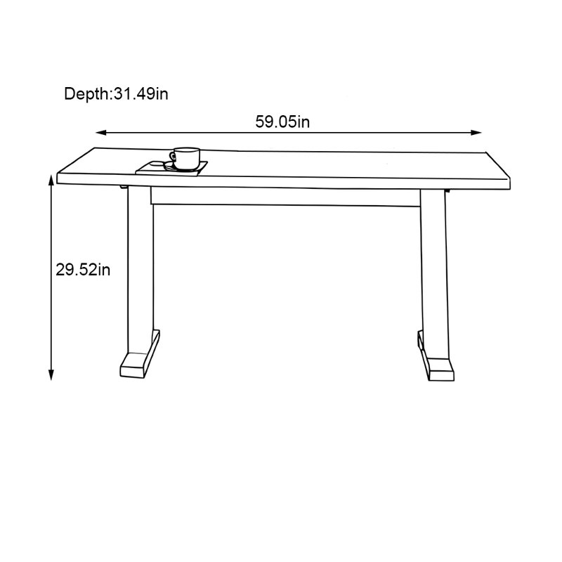Minimalist rectangular dining table, 29.52"H x 59.05"L x 31.49"W
