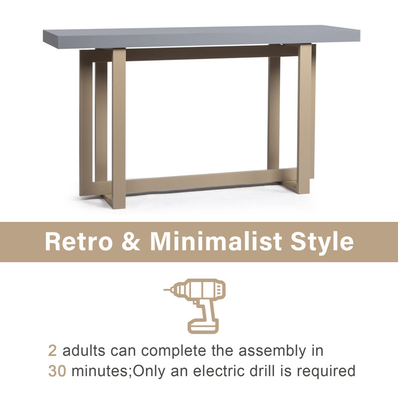 59.06In Gray Density Board + Pine Square Frame Shaped Single-Layer Entryway Table