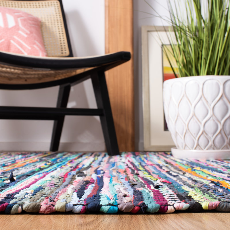 Amble Flat Weave Recycled Cotton Chindi Solid Color Rug, Rectangle 3' x 5'