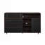 Buffet contemporain à portes détaillées avec rangement ouvert - Espresso foncé / noir uni