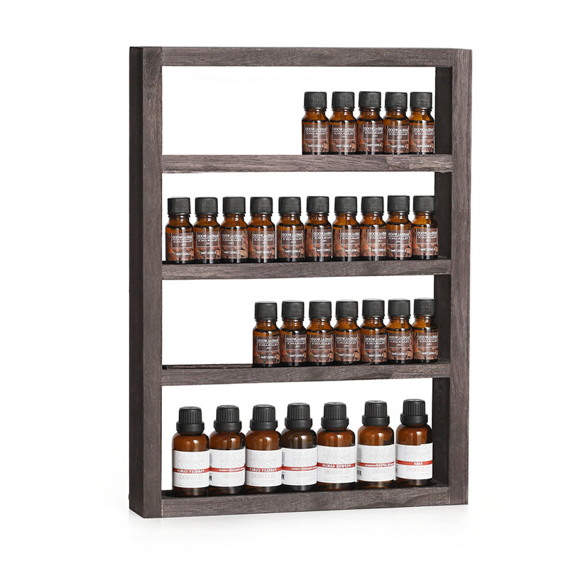 Étagère de rangement murale en bois pour huile essentielle