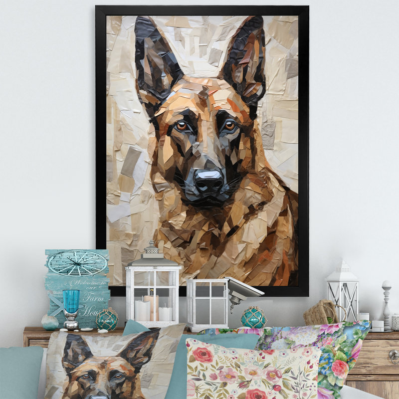 Reproduction d'art sur toile Sheperds, Cadre simple noir, H 20 po x l 12 po x P 1 po