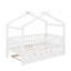 Twin wooden house bed with trundle-922912829