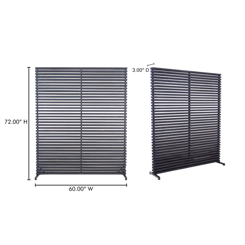 Pancrazia 60" W x 72" H Solid Wood Single Panel Room Divider, Black