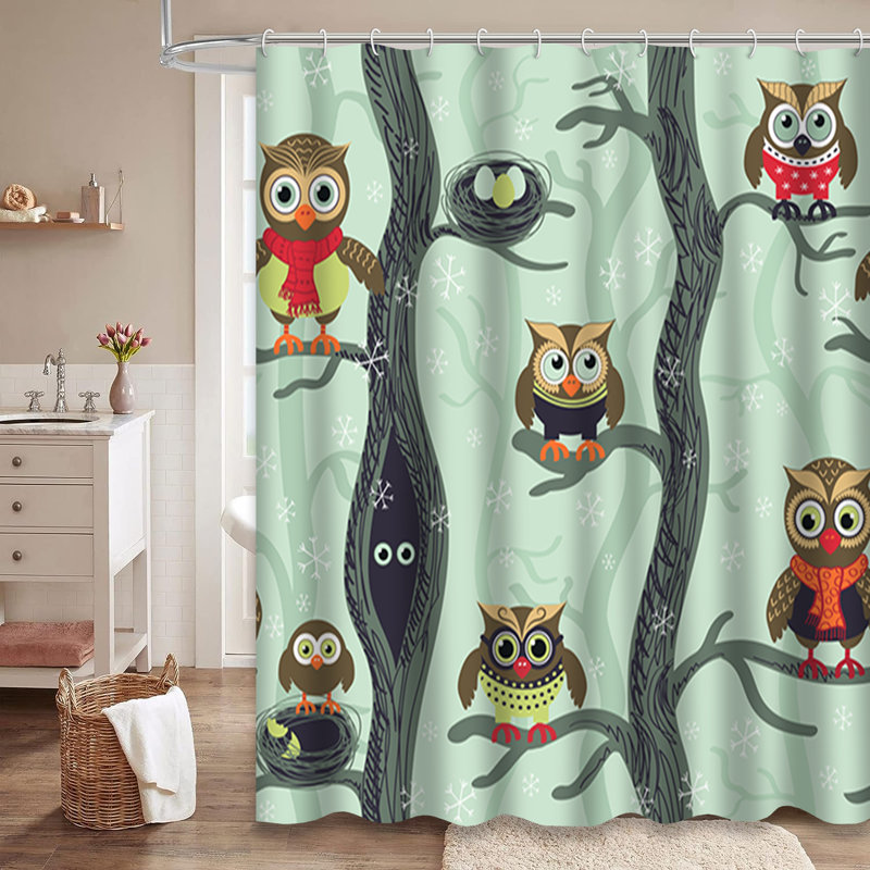 Rideau de douche Owls Winter, L 72 po x l 78 po