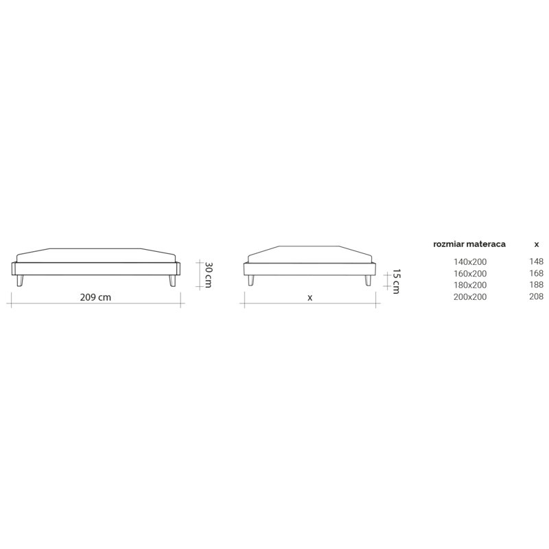 Flat Solid Wood Bed, 140 x 200 cm