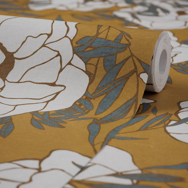 Olivia Mustard Paste The Wall Wallpaper 77.2" X 120"